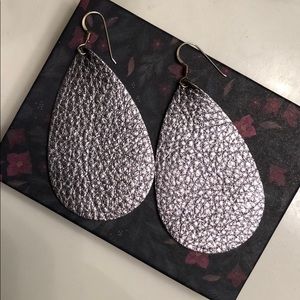 Nickel and Suede Gunmetal Glam Leather Earrings